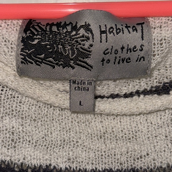 Habitat Clothes to Live In Dark Grey & Wht Striped Loose Knit Sweater Size L - Picture 5 of 9